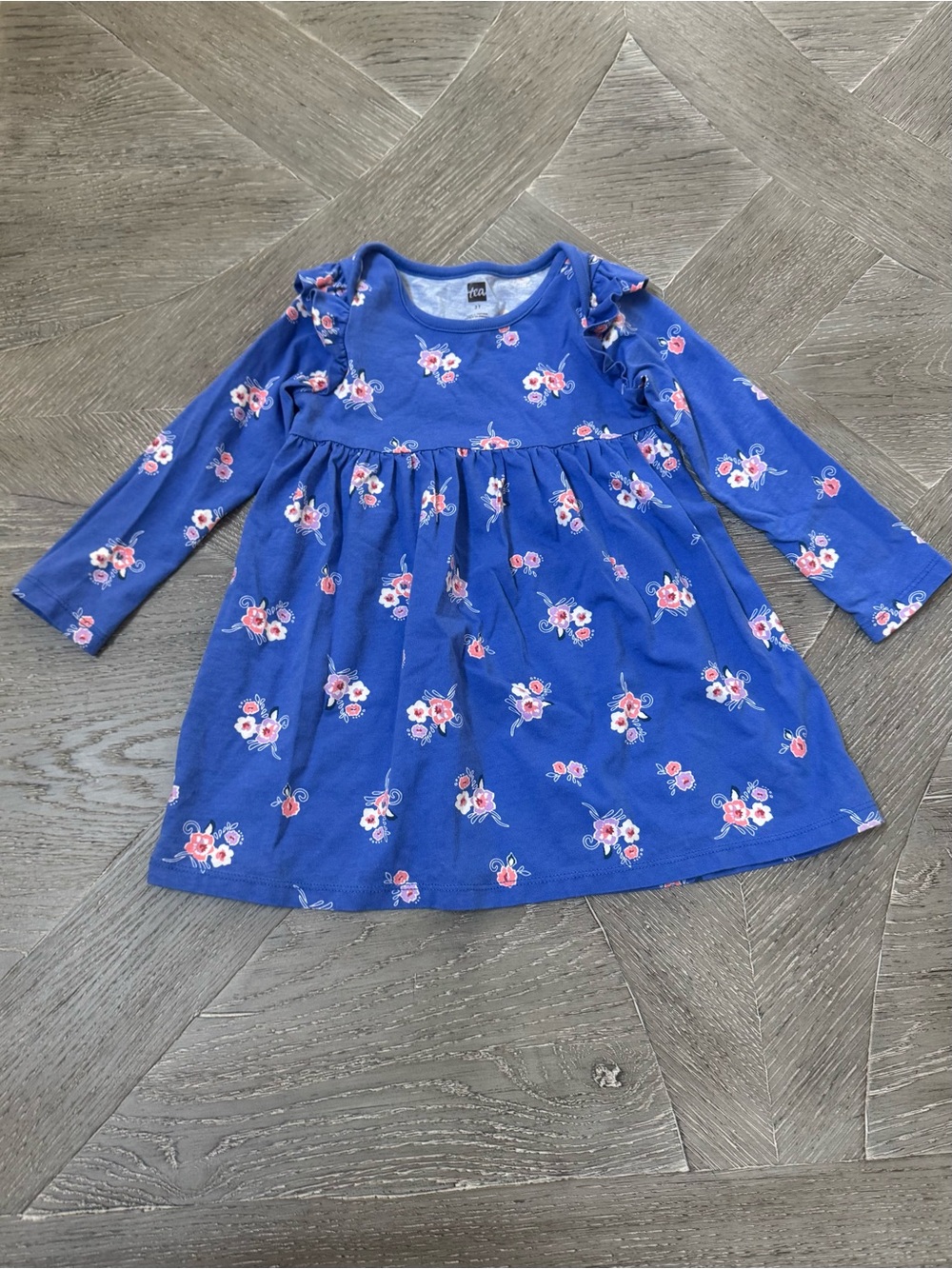 Tea Collection Blue Floral Long-Sleeve Dress